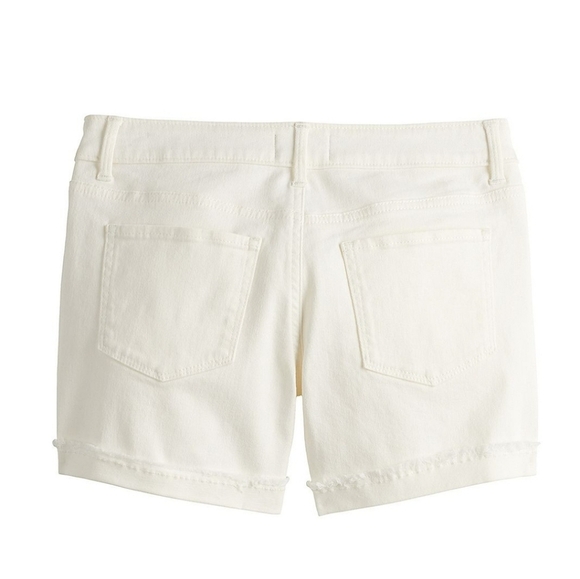 So girls mid rise distressed white jean shorts snap button fly sz 12 nwt - Picture 3 of 5